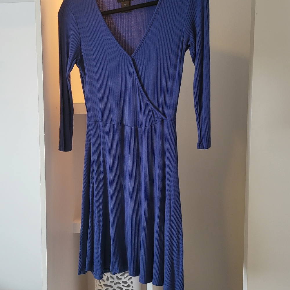 BOGO EVERYTHING $10 Blue ribbed skater dress